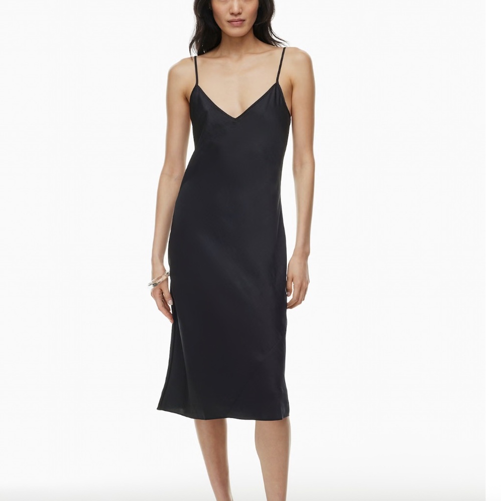 🖤 Aritzia Wilfred Only Slip Satin Midi Dress • Black • Medium